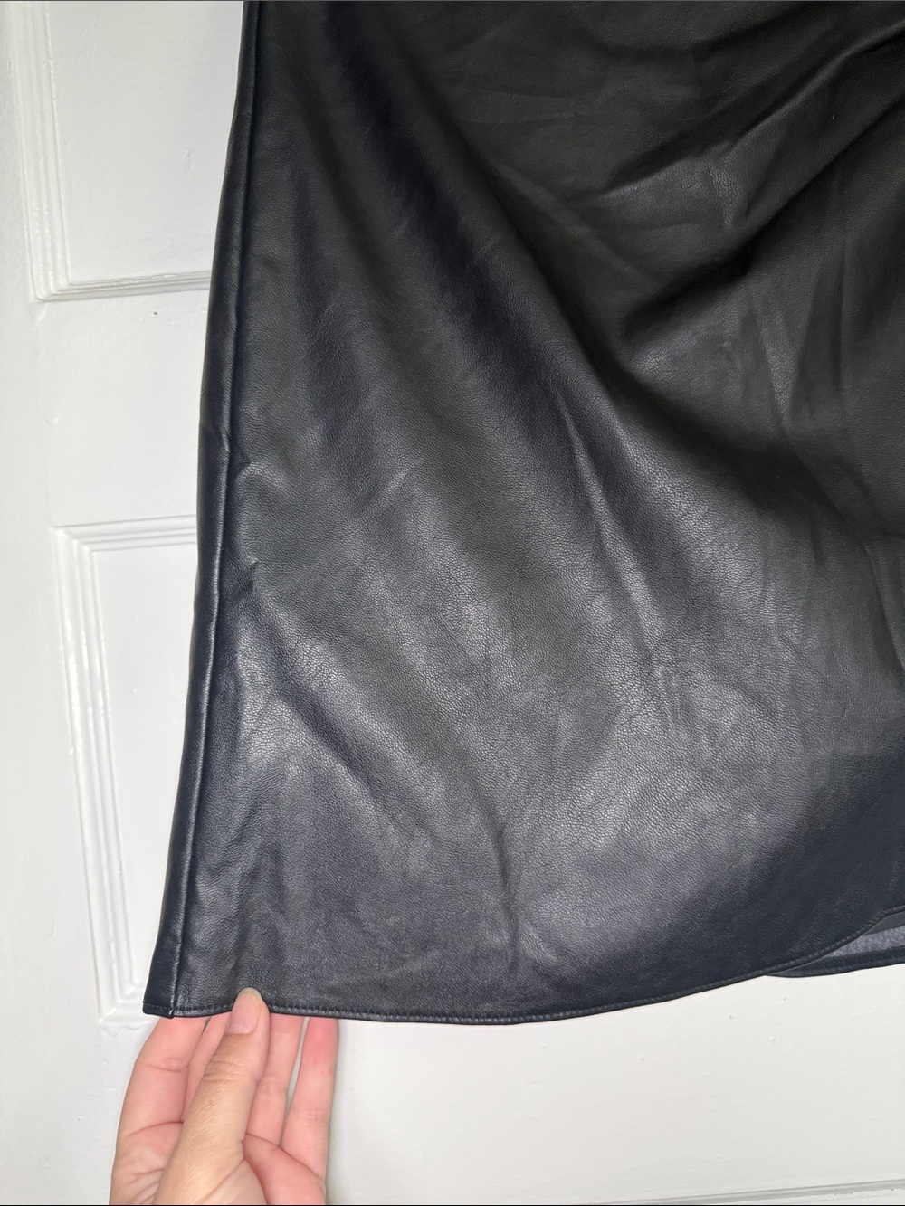 Abercrombie & Fitch Black Faux Leather Mini Skirt with Tulip Wrap Whimsigoth XS - Picture 5 of 9